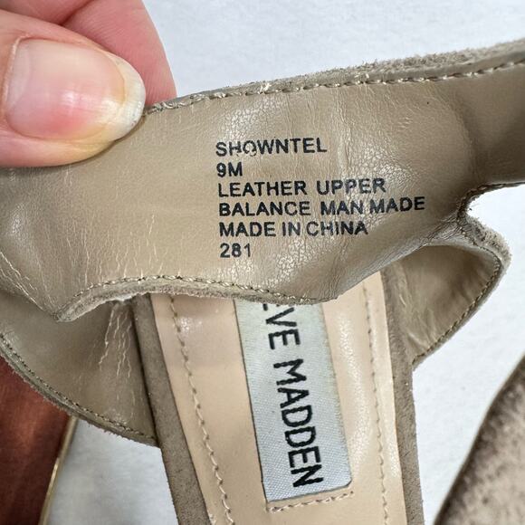 Steve Madden Showntel Platform Wedge Sandal Strappy Suede Neutral Tan Size 9M - Picture 9 of 10